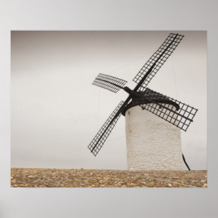 Póster Campo de Criptana, molinos de viento antiguos de L