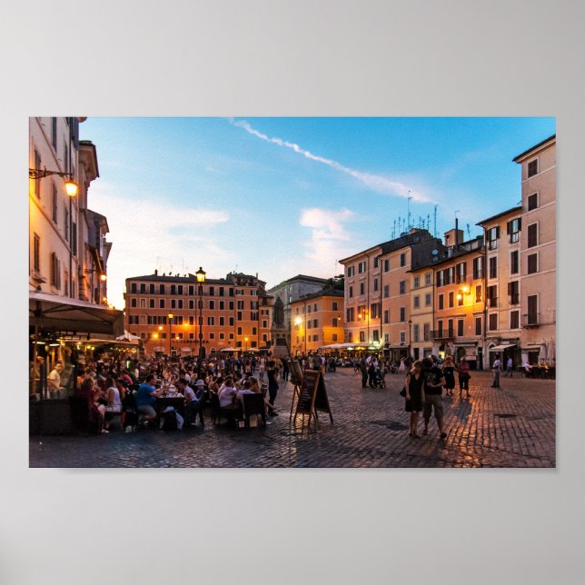 Póster Campo de Fiori al atardecer, Roma, Italia, Poster (Frente)
