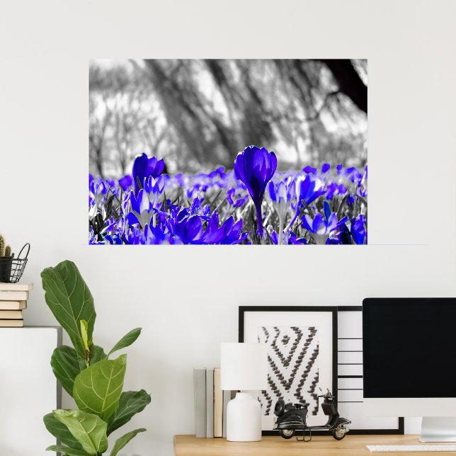 Póster Campo de flores azules (Oficina en casa)