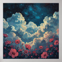 Campo de flores con nube