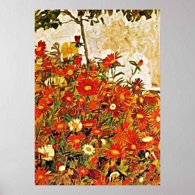 Póster Campo de flores - Egon Schiele (Frente)