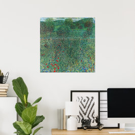 Póster Campo de flores en Litzlberg Klimt, paisaje vintag