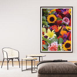 Póster Campo de flores multicolores,