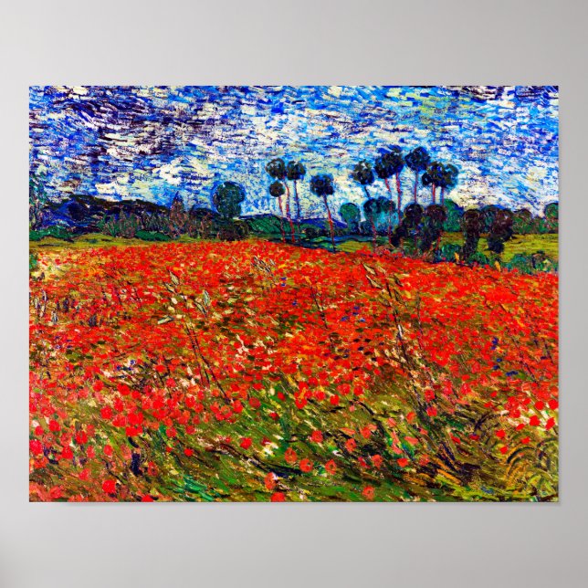 Póster Campo de flores rojas, Van Gogh (Frente)