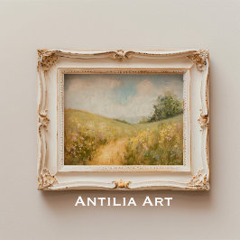 Póster Campo de flores silvestres pintado de paisajes de 