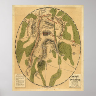 Póster Campo de Gettysburg, 1 de julio, 2 y 3, 1863