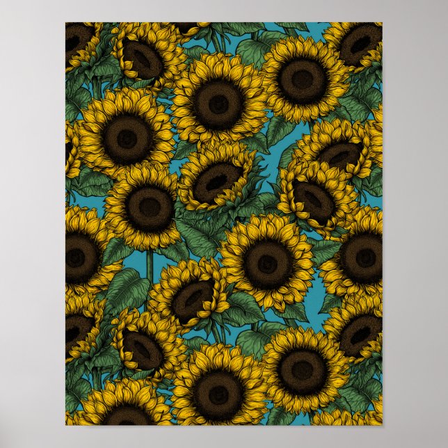 Póster Campo de girasol (Frente)