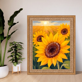 Póster Campo de Girasoles | Acuarela Floral Amarilla Pint