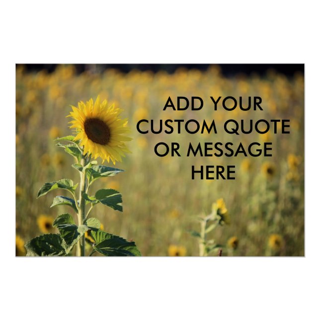 Póster Campo de girasoles con cita personalizable (Anverso)