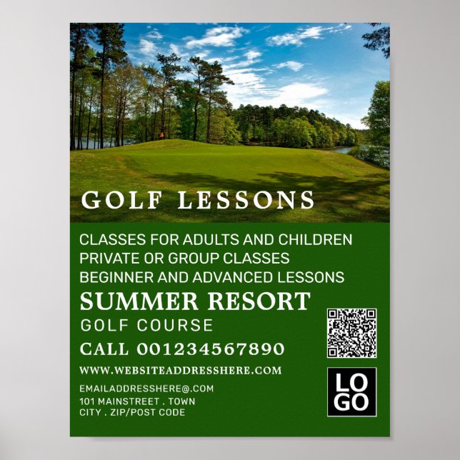 Póster Campo de golf, Anuncio de lección GoIf (Frente)