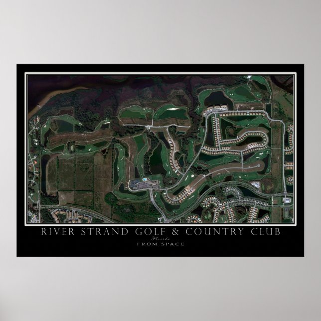 Póster Campo de golf River Strand Mapa satelital de Brade (Frente)