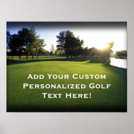 Póster Campo de golf verde al amanecer