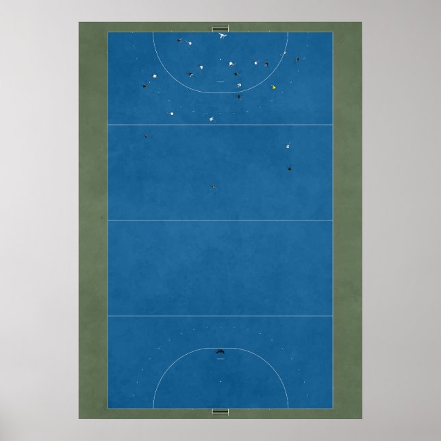 Póster Campo de hockey ilustrado desde arriba (Frente)