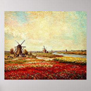 Póster Campo de la lámpara del molino de viento