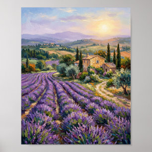 Póster Campo de Lavanda de Provenza Granero de Piedra I
