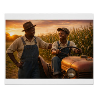 Póster Campo de maíz al atardecer
