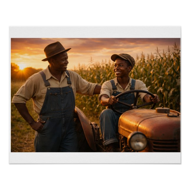 Póster Campo de maíz al atardecer (Anverso)