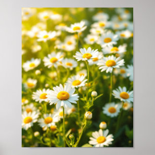 Póster Campo de margaritas Luz solar Flores alegres Prima