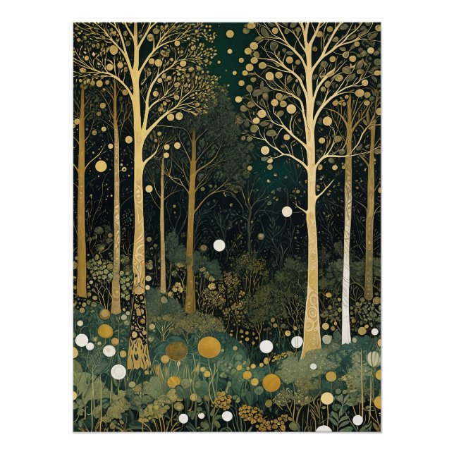 Póster Campo de oro iluminado por la luna (Anverso)