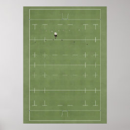 Póster Campo de rugby ilustrado desde arriba