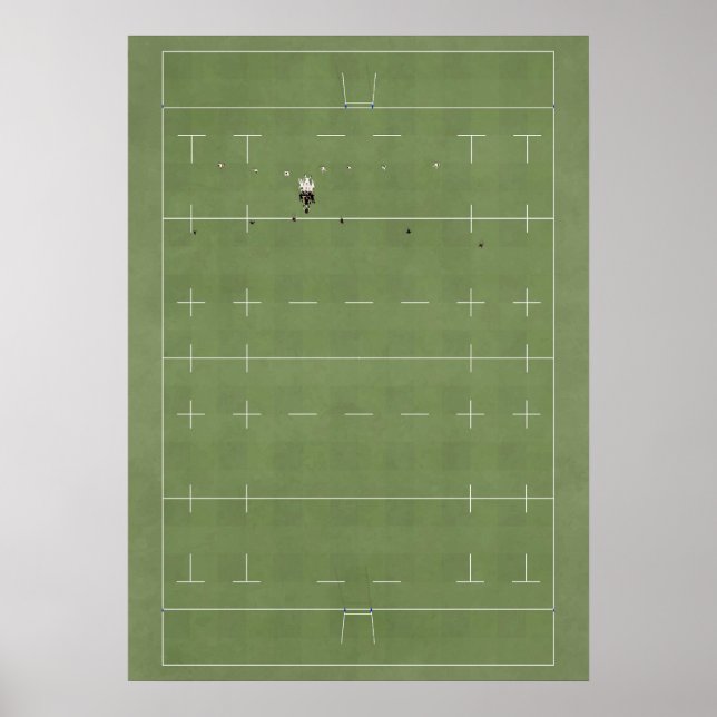 Póster Campo de rugby ilustrado desde arriba (Frente)