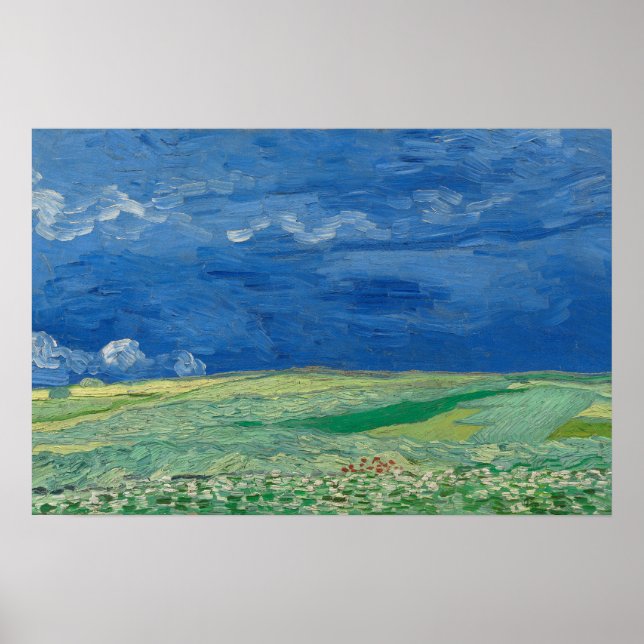 Póster Campo de trigo bajo nubes de tormenta (Frente)