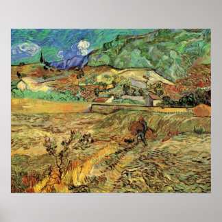 Póster Campo de trigo cerrado con campesino por Vincent v