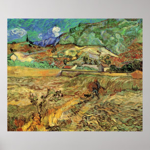 Póster Campo de trigo cerrado con campesino por Vincent v