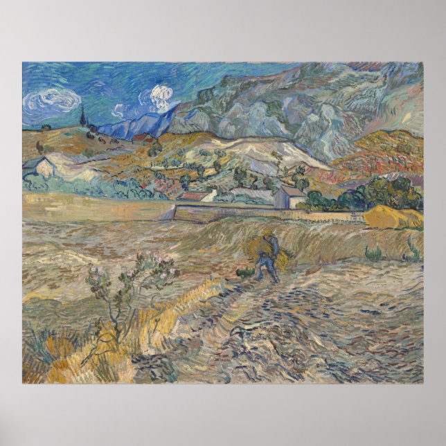 Póster Campo de trigo cerrado con Van Gogh campesino (Frente)
