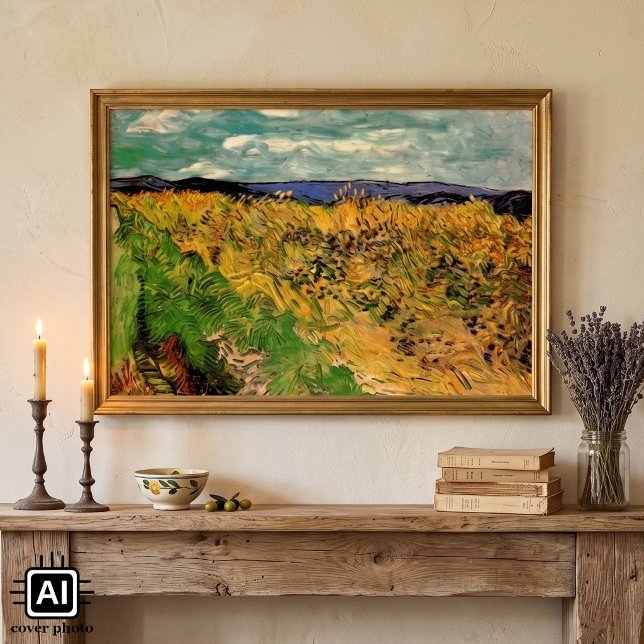 Póster Campo de trigo con acenorias por Vincent van Gogh (Wheat Field with Cornflowers by Vincent van Gogh is a vintage fine art post impressionism painting.)