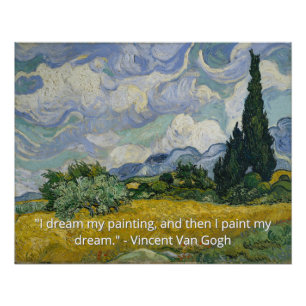 Póster Campo de trigo con cipreses de Van Gogh cita de ar
