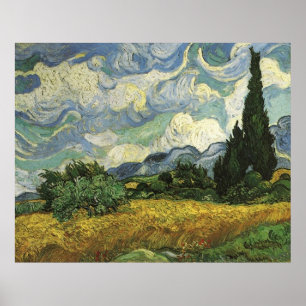 Póster Campo de trigo con cipreses, Vincent Van Gogh