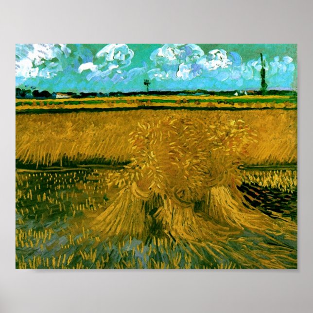 Póster Campo de trigo con Sheaves Van Gogh Bella Artes (Frente)