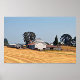 Póster Campo de trigo cosechado en granja de Oregon