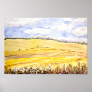 Póster campo de trigo dorado en oxfordshire