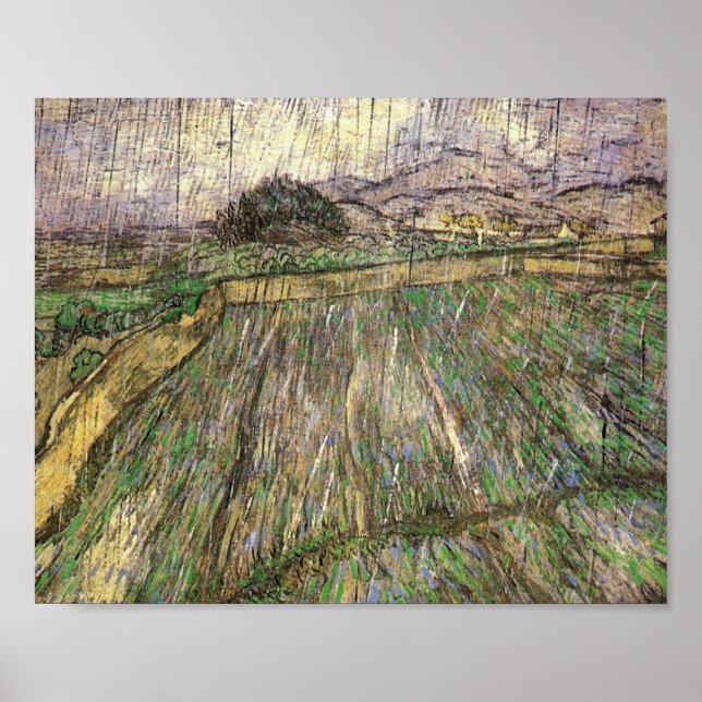 Póster Campo de trigo en lluvia (F650) Bella Artes Van Go (Frente)