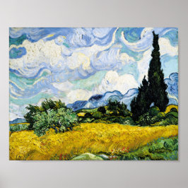 Póster Campo de trigo Vincent Van Gogh con cipreses