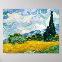 Campo de trigo Vincent Van Gogh con cipreses