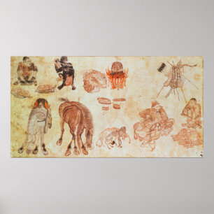 Póster Campo nómada mongol, siglo XV