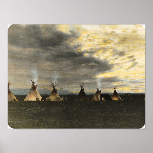 Póster Campo tribal de los indios de los pies negros (Frente)