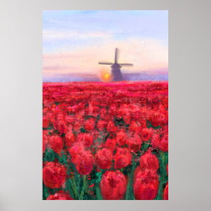 Póster Campo Tulips - Paisaje - Primavera en los Países B