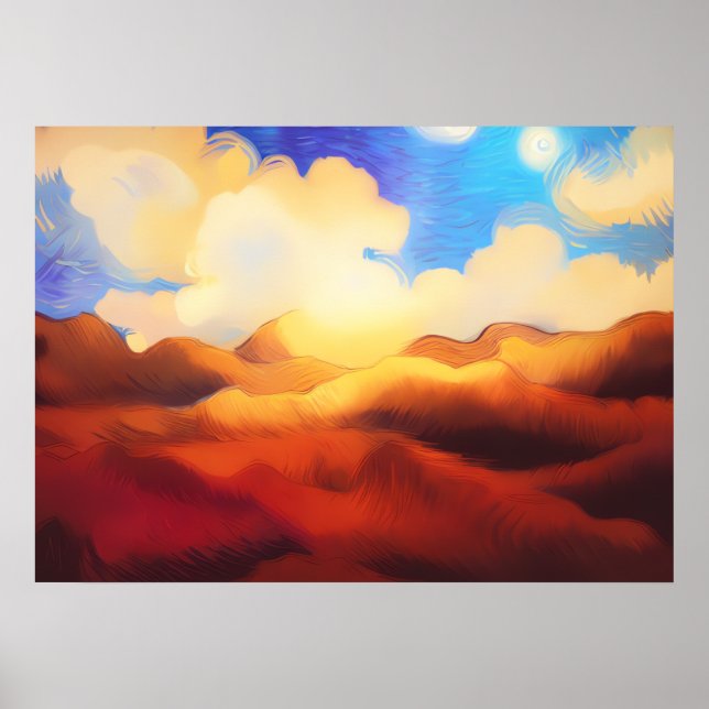 Póster Campo Van Gogh y hermoso paisaje (Frente)