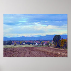 Póster Campo Vermont en otoño