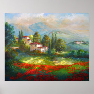 Póster Campos de adormidera de Italia