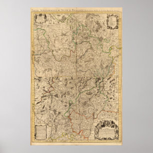 Póster Campos de batalla y carreteras romanas