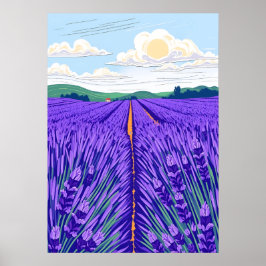 Póster Campos de lavanda