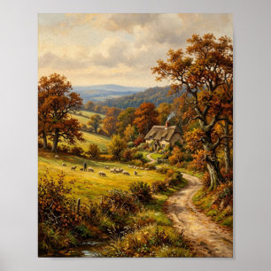 Póster Campos de otoño del campo inglés I