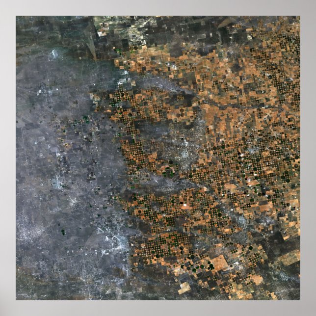 Póster Campos de riego de Center-pivot en Texas, Estados  (Frente)