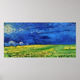 Póster Campos De Trigo Bajo Cielo Nublado Van Gogh