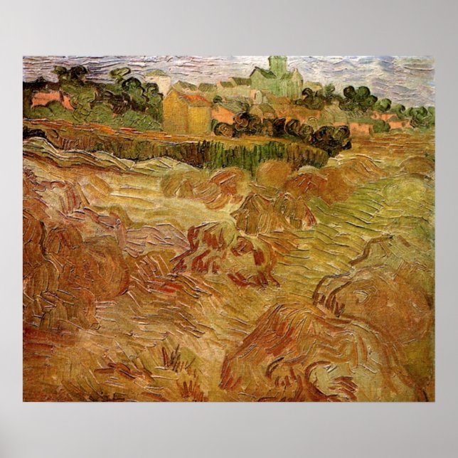 Póster Campos de trigo con Auvers de Vincent van Gogh (Frente)